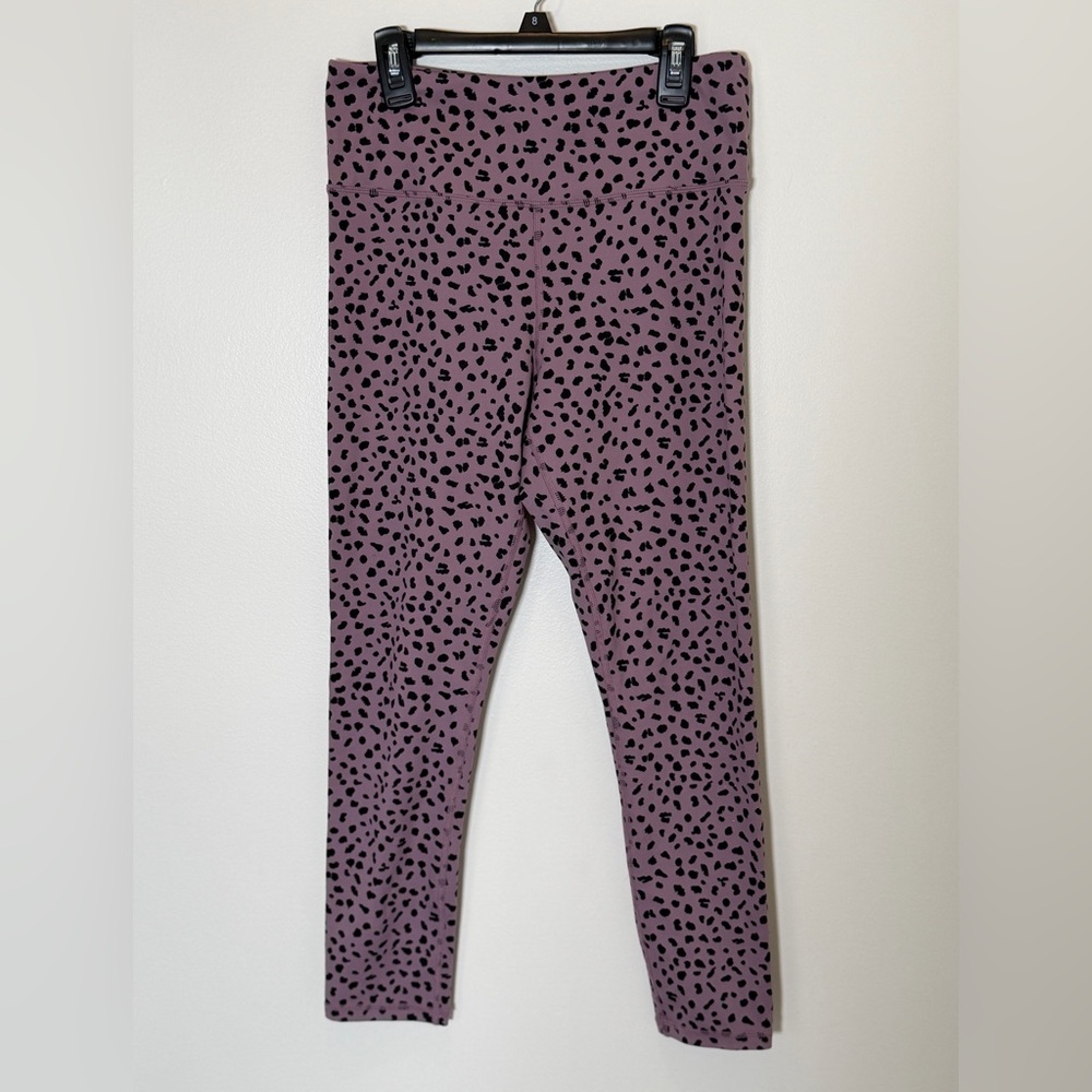 ZYIA Women's Purple Leggings with Black Spots
